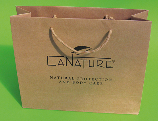Naturfarbene Papiertragetasche, bedruckt