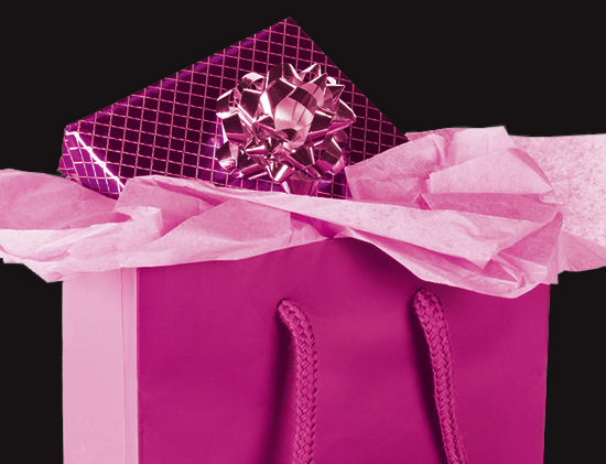 Feines Seidenpapier in pinker Papiertragetasche